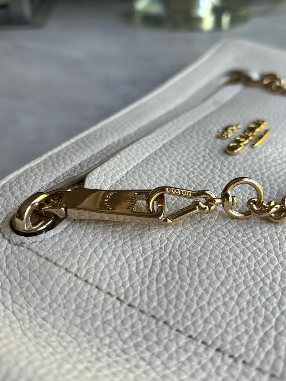 Coach Prairie Chalk Pebbled Leather Chain Clutch/Wristlet
